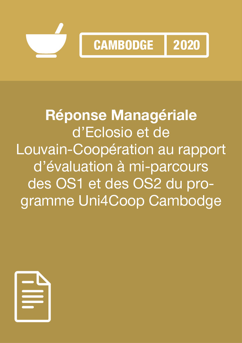 Réponse Managériale d’Eclosio et de Louvain-Coopération au rapport d’évaluation à mi-parcours au Cambodge