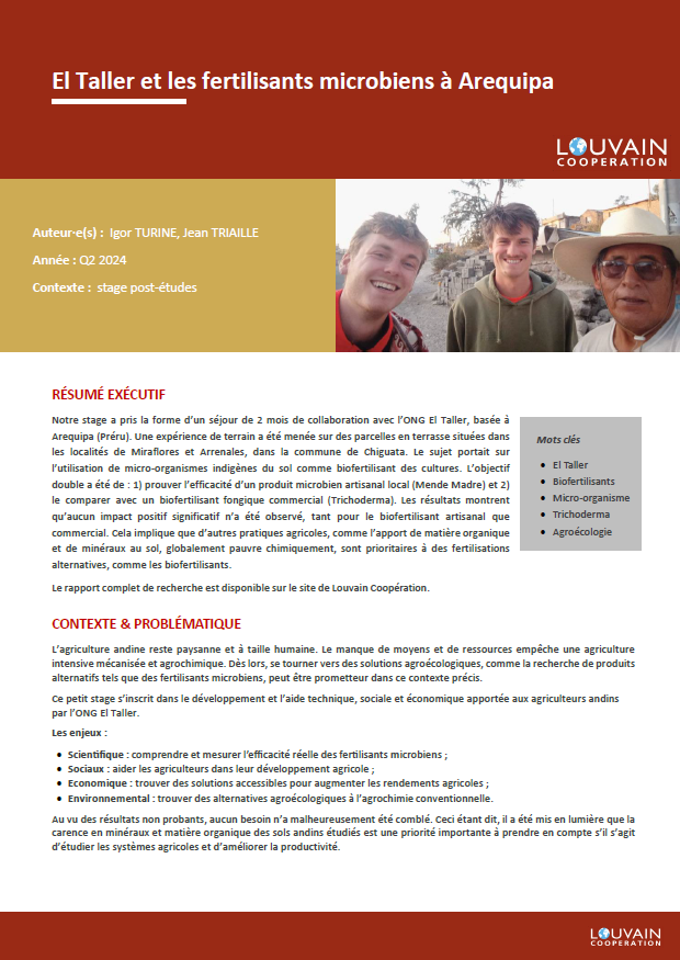 El Taller et les fertilisants microbiens à Arequipa